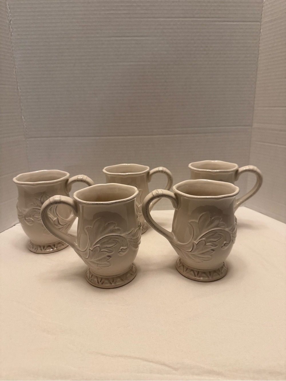 Certified International Pamela Gladding Ivory Ceramic Coffee Mugs - Set of 5